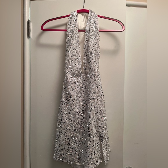 Sequin white and silver mini dress perfect for bachelorette or night out - Picture 3 of 3
